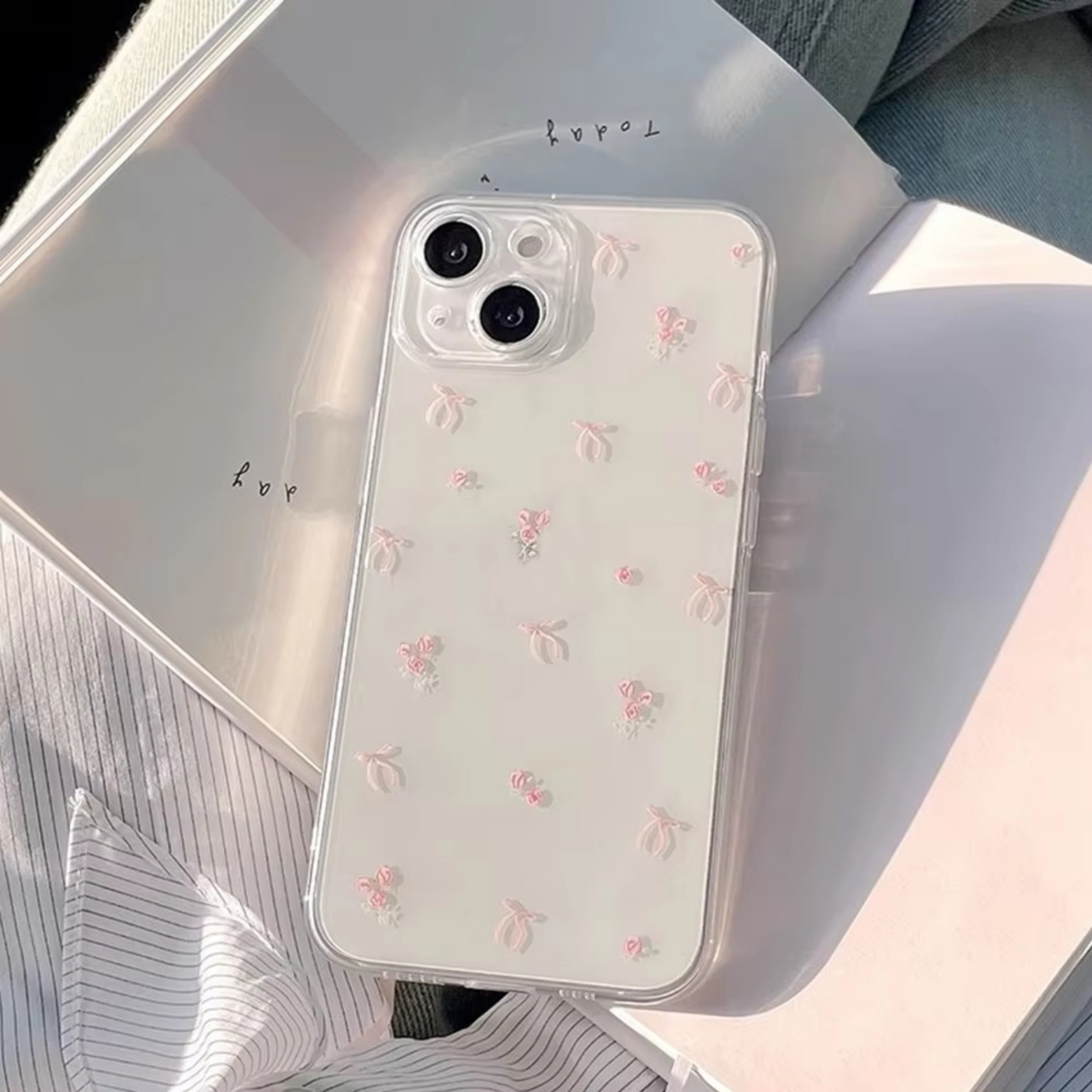 Phone Cases Iphone 13 - Cute Bowknot Rose Floral Print Case