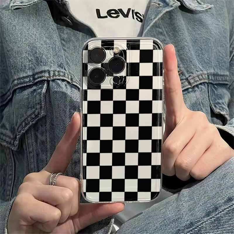 Space Black Plaid Pattern Phon - Phone Cases Xiaomi 15 评论和价格